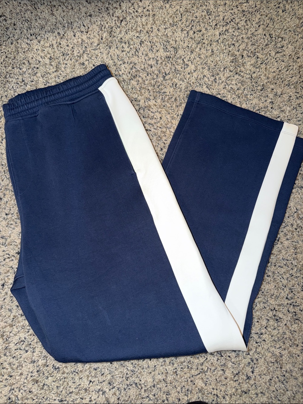 Abercrombie & Fitch Navy Sweatpants with White Side Stripe